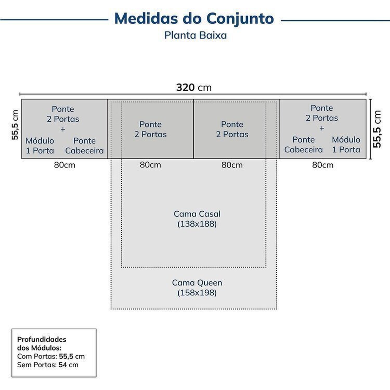 Guarda-roupa Modulado 10 Peças 12 Portas 2 Mesas Cabeceira Jade Cabecasa Madeiramadeira - 3