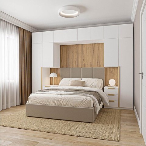 Guarda-Roupa Modulado 10 Peças 12 Portas 2 Mesas Cabeceira Jade CabeCasa MadeiraOriginals Branco/Fosco