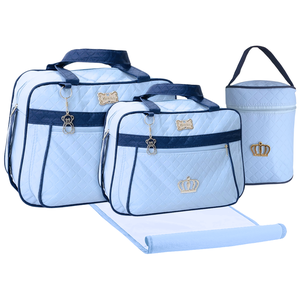 Kit Bolsas Maternidade Mave Baby Coroa Exclusive Azul Claro