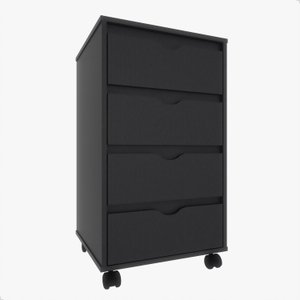 Gaveteiro Mdf para Escritório 4 Gavetas Movlar - Mod.0701:preto