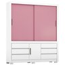 Guarda Roupa 2 Portas 6 Gavetas 36210 Arbo Branco Rosa Demobile - 3