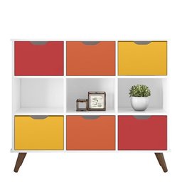 Nicho Organizador Retrô 1478 com 6 Gavetas Branco/Colorido - Qmovi - 1