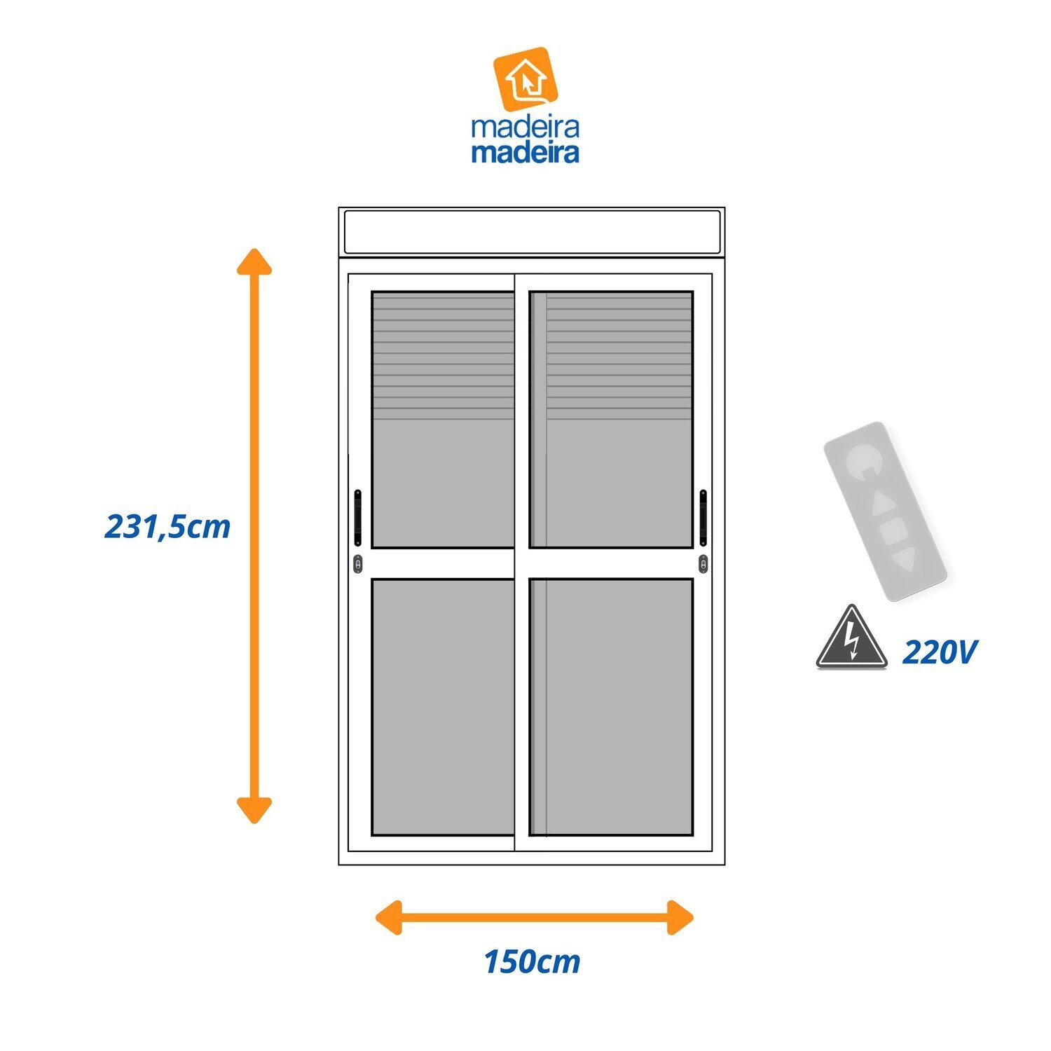 Porta de Aluminio Integrada Automatica 220v 231x150cm 2 Folhas - 3