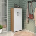 Ver imagem 1 de Armário Multiuso 2 Portas Rosana 60cm Organizador MDP Amêndoa/Branco Lavanderia Quarto Cozinha
