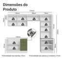 Ver imagem 3 de Armário de Cozinha Completa 270 cm Branco/Verde Vik Madesa 06