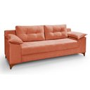 Ver imagem 1 de Sofá Living Ibiza 3 L Luxo Aveludado Goiaba Premium Pés de Madeira