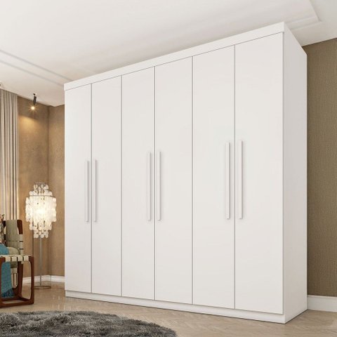 Guarda-roupa Casal Lagos 6 Portas 4 Gavetas Neve - Tcil Móveis