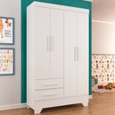 Ver imagem 1 de Guarda-Roupa Infantil 4 Portas 2 Gavetas Branco - Panorama Móveis