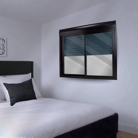 Janela de Aluminio Persiana Automatica 110V 200x120cm 2 Folhas com vidro liso CRV Portas e Janelas