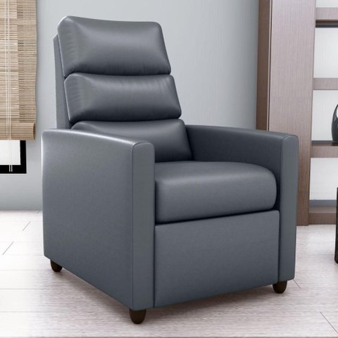 Poltrona Reclinável Cairo Courino Conforto Encosto e Assento Cinza Matrix 69cm 110kg