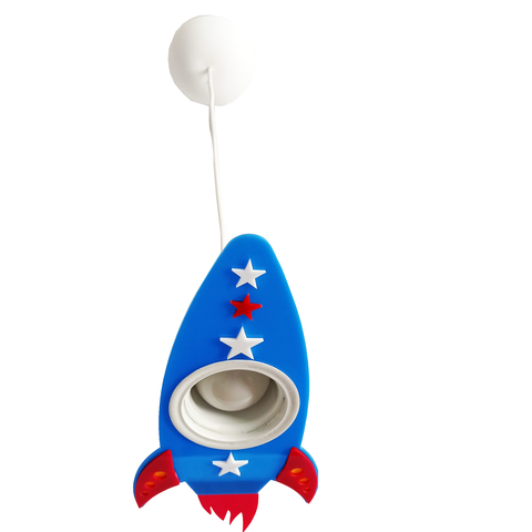 Pendente Foguete em Acrílico – Design Temático, Bivolt, Soquete E27