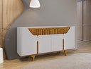 Ver imagem 3 de Aparador Buffet Portas em MDF Ripado Real Pés de Madeira Maciça Danúbio Branco/Off-White/Marromle