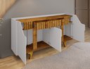 Ver imagem 6 de Aparador Buffet Portas em MDF Ripado Real Pés de Madeira Maciça Danúbio Branco/Off-White/Marromle