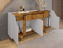 Ver imagem 4 de Aparador Buffet Portas em MDF Ripado Real Pés de Madeira Maciça Danúbio Branco/Off-White/Marromle