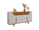 Ver imagem 5 de Aparador Buffet Portas em MDF Ripado Real Pés de Madeira Maciça Danúbio Branco/Off-White/Marromle