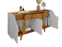 Ver imagem 7 de Aparador Buffet Portas em MDF Ripado Real Pés de Madeira Maciça Danúbio Branco/Off-White/Marromle