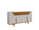 Ver imagem 2 de Aparador Buffet Portas em MDF Ripado Real Pés de Madeira Maciça Danúbio Branco/Off-White/Marromle