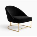 Ver imagem 1 de Poltrona Decorativa Estofada Veludo Base Metálica Industrial Lua Dourada – Paraná Metal:preto