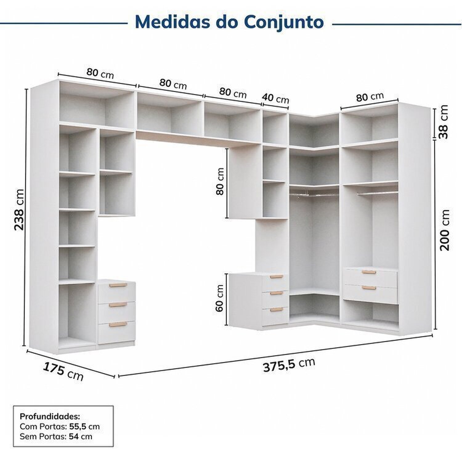 Guarda-roupa Modulado 13 Peças 18 Portas 2 Mesa Cabeceira Jade Cabecasa Madeiramadeira - 4