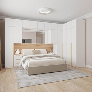 Guarda-roupa Modulado 13 Peças 18 Portas 2 Mesa Cabeceira Jade CabeCasa MadeiraOriginals