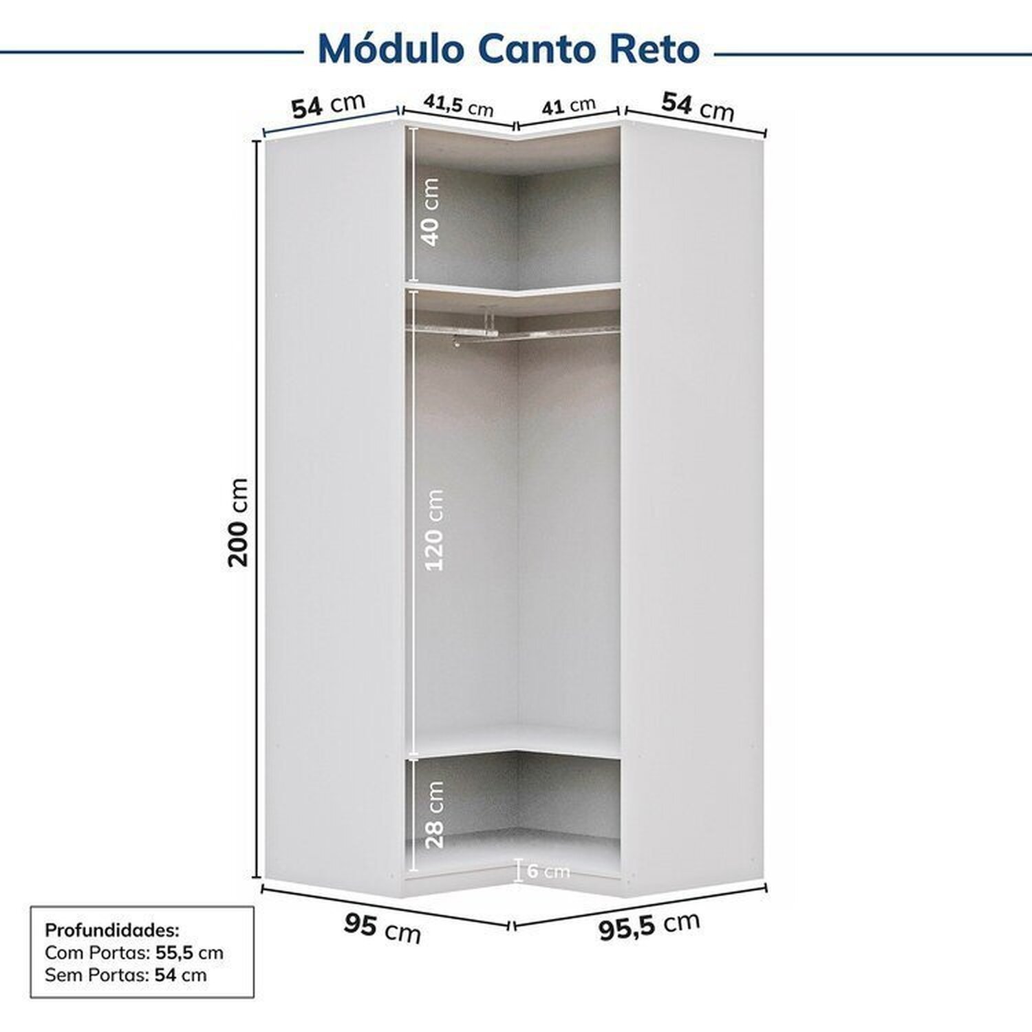 Guarda-roupa Modulado 12 Peças 12 Portas 2 Mesas de Cabeceira Jade Cabecasa Madeiramadeira - 12