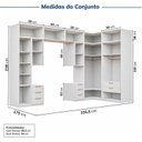 Ver imagem 4 de Guarda-Roupa Planejado de Canto 12 Peças 17 Portas 2 Cabeceiras Jade CabeCasa MadeiraOriginals Branco/Fosco