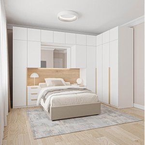 Guarda-roupa Modulado de Canto 12 Peças 17 Portas 2 Mesas de Cabeceira Jade Cabecasa Madeiramadeira
