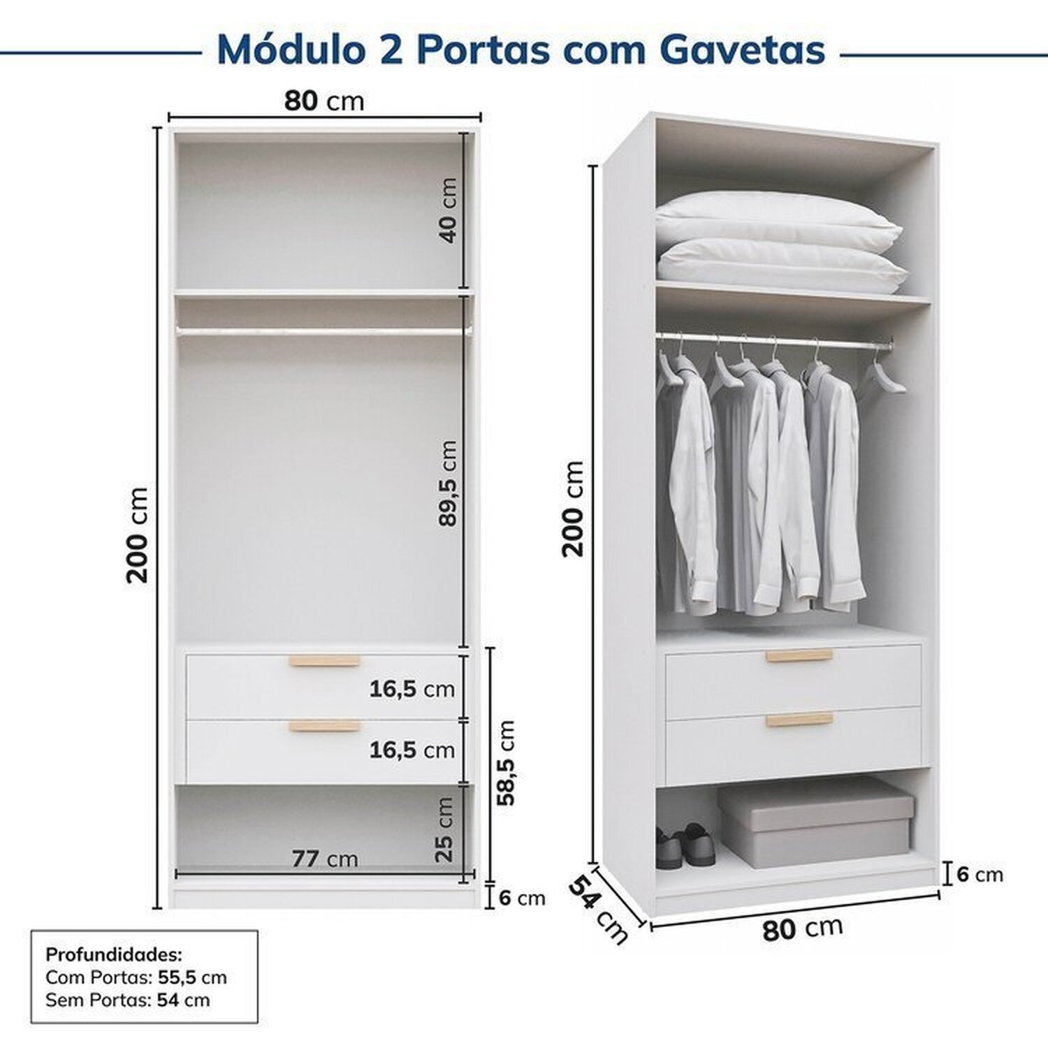 Guarda-roupa Modulado 12 Peças 12 Portas 2 Mesas de Cabeceira Jade Cabecasa Madeiramadeira - 11