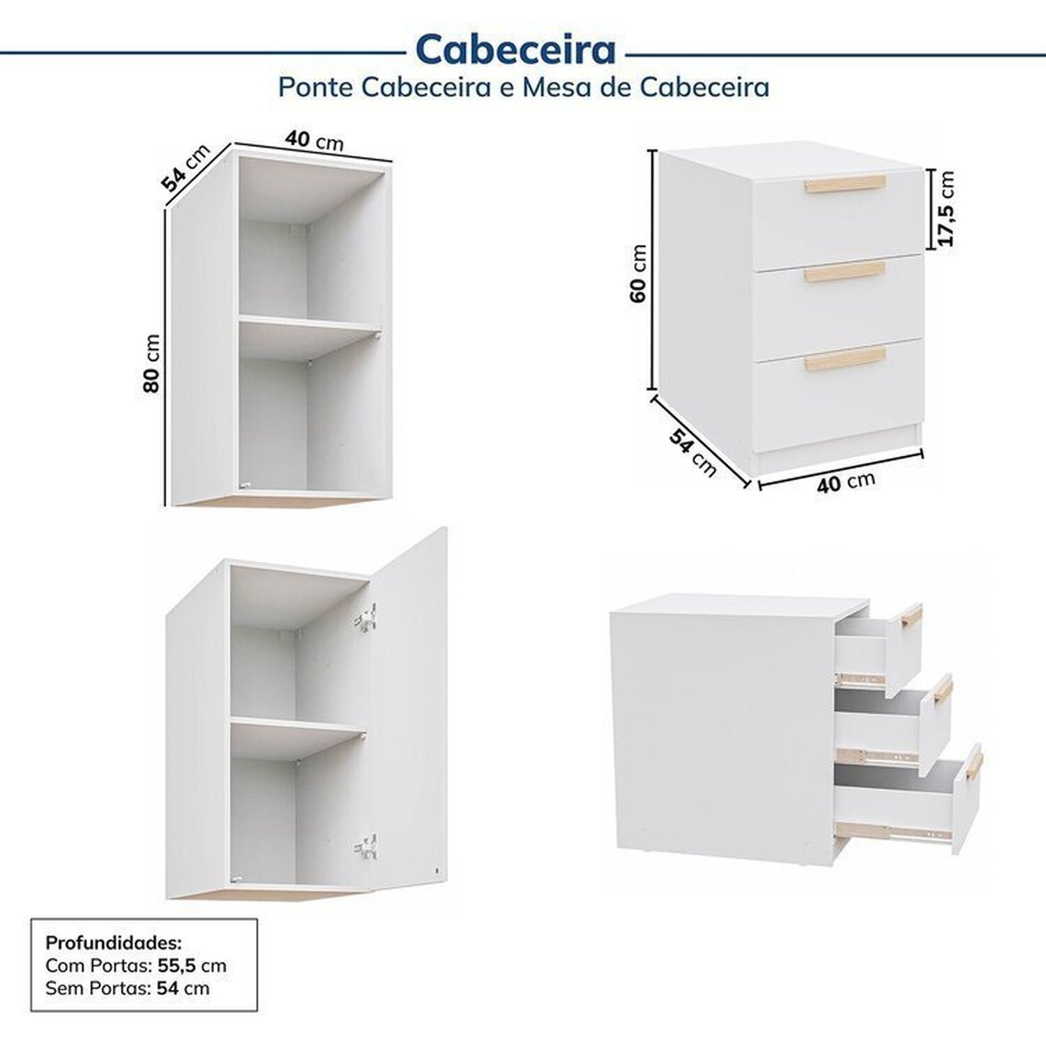 Guarda-roupa Modulado 12 Peças 12 Portas 2 Mesas de Cabeceira Jade Cabecasa Madeiramadeira - 14