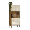 Ver imagem 3 de Kit Armário Cozinha Compacta 71cm x 163cm 4 Portas 2 Gavetas Serena Amadeirado/Off White
