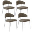 Ver imagem 1 de Kit 04 Cadeiras Estofada para Sala de Jantar Serena Branco C01 Linho Lautrec Marrom - Lyam Decor