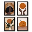 Ver imagem 2 de Kit 4 Quadros Decorativos Boho Mulher e lua 24x18cm:madeira Branca
