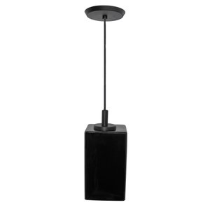 PENDENTE SQUARE COM VIDRO PRETO