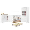 Ver imagem 1 de Dormitório Infantil New Katatau Guarda Roupa, Cômoda e Berço Branco Fosco com Colchão Supreme -