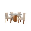 Ver imagem 3 de Mesa de Jantar Eloise Canto Copo 4 Cadeiras Isadora Moderna Veludo Creme/off White/naturale