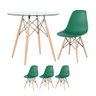KIT - Mesa Eames com tampo de vidro 80 cm + 3 cadeiras Eiffel DSW Verde escuro - 1