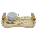 Ver imagem 4 de Kit 2 Bandejas Gratidão Pinus C/ Espaço P/ Xícara Colher