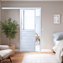 Ver imagem 1 de Porta de Correr Veneziana Aluminio 215x80cm com Vidro Mini Boreal Branco CRV