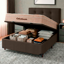 Ver imagem 5 de Conjunto Cama Box Bau Marrom Casal + Colchão Molas Ensacadas Airtech Ortobom + Cabeceira