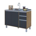 Ver imagem 1 de Balcão Cozinha Gabinete Pia 120 Premium com Tampo Removível:freijó/ Grafite