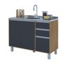 Balcão Cozinha Gabinete Pia 120 Premium com Tampo Removível:freijó/ Grafite - 1
