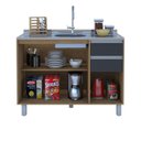 Ver imagem 4 de Balcão Cozinha Gabinete Pia 120 Premium com Tampo Removível:freijó/ Grafite