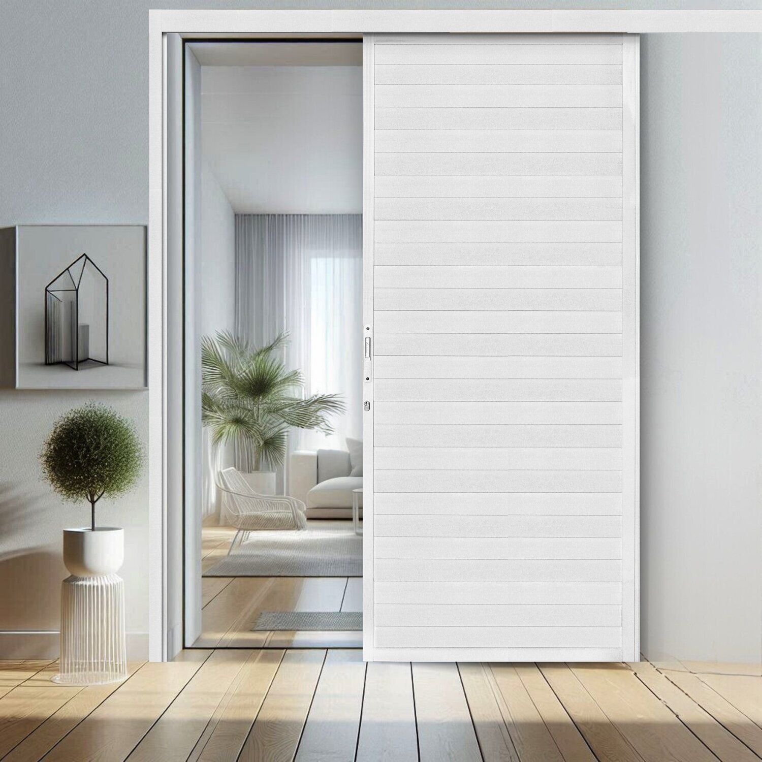 Porte グランドコートサイズ145 Porta Lambri de Correr de Aluminio 215x90cm Suspensa | MadeiraMadeira