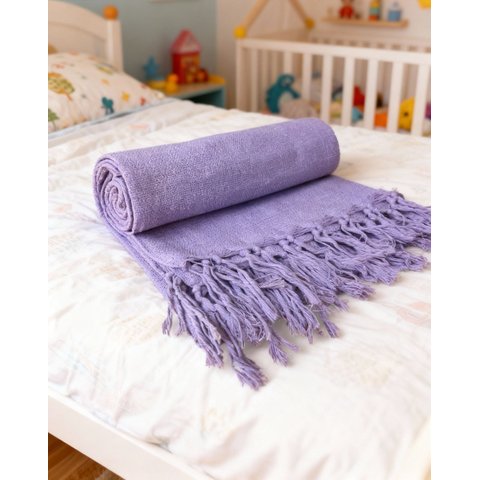 Manta em Algodão para Sofá 1,80 x 2,30 Lilás Manta para Sofá Colcha para Cama Solteiro