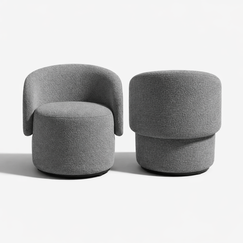 Kit 2 Poltrona Orgânica Aisha para Sala de Estar Boucle Luxo:Cinza