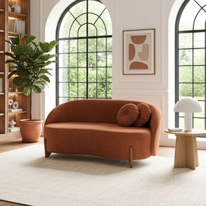 Sofá Orgânico 2 Lugares C/2 Almofadas Curvo Sala Recepção Amsterdã Boucle Terracota - Montanari's de