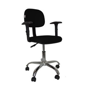 Cadeira Secretaria Bolt CR com Braco Regulavel - Couro Sintetico Corano - Preto
