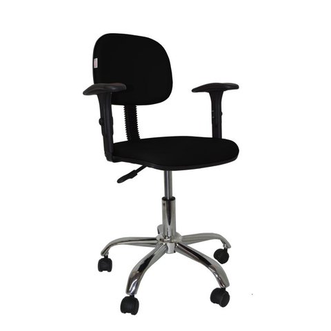 Cadeira Secretaria Bolt CR com Braco Regulavel - Couro Sintetico Corano - Preto
