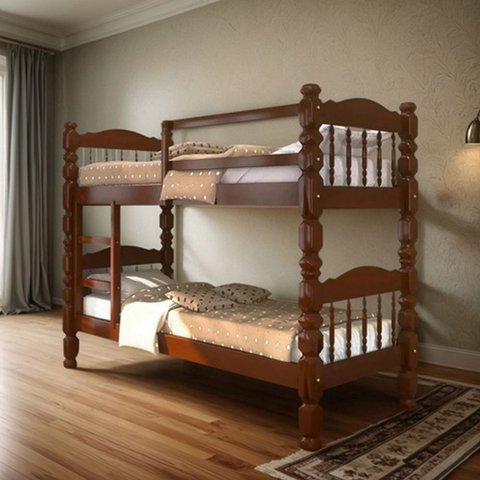 Cama Beliche Madeira Maciça Solteiro Torneada Resistente