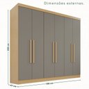 Ver imagem 4 de Guarda-Roupa Casal 6 Portas 2 Gavetas França Espresso Móveis Cinza/Jequitibá/Granizo